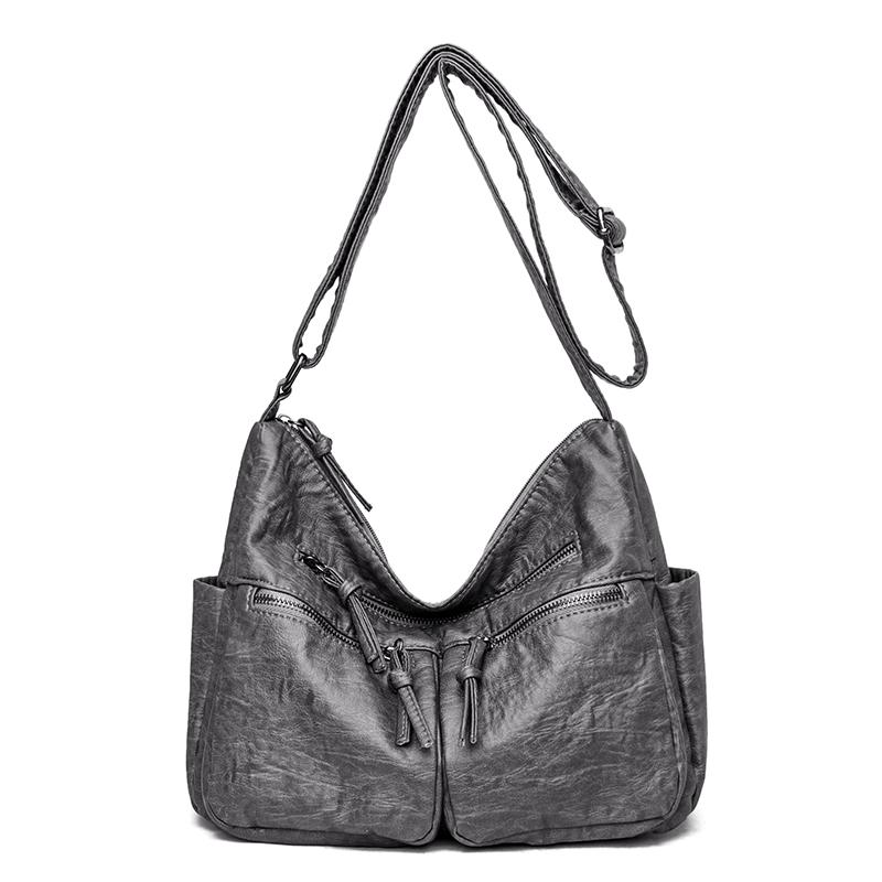 Luxury Solid Color Soft Leather Shoulder Bags for Women Designer Large Capacity Women's Fashion Feminine Crossbody