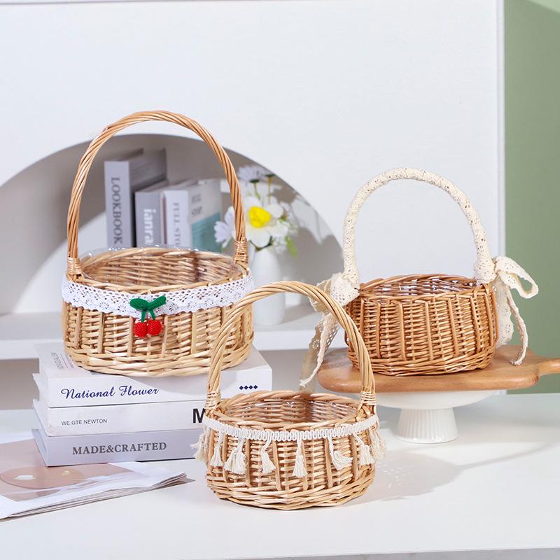 Tassel Princess Flower Basket: Woven Gift Basket for Wedding & Special Occasion Arrangements