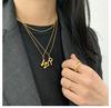 Trendy European & American Bamboo Joint Gold Necklace with 26 English Letters