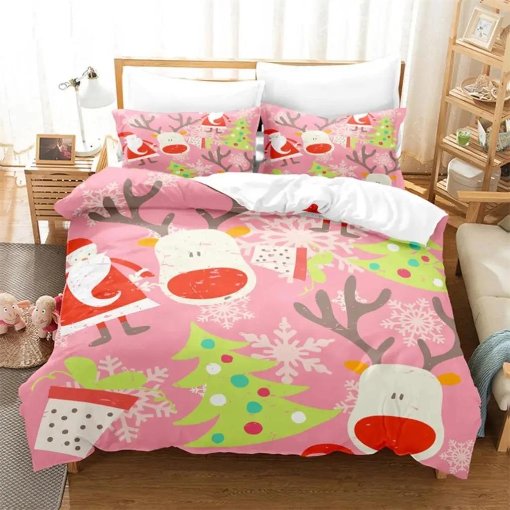 Christmas Santa Xmas Bedding Set Boys Girls Twin Queen Size Duvet Cover Pillowcase Bed Kids Adult Fashion Home Textileextile