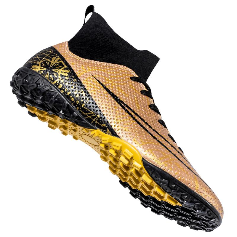 Foreign trade football shoes men's broken nails mandarin duck shoes high-top fly-woven socks male adolescent students training shoes large size