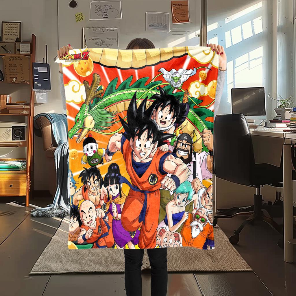 1 ks flanelová deka s potiskem DRAGON BALL, Vysoká kvalita, Pro všechna roční období, Domácí dekorace, Teplo a pohodlí, Perfektní jako vánoční dárky