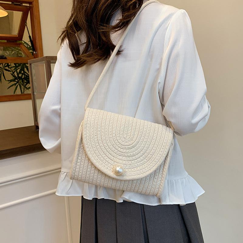 Beach Wowen Shoulder Bag Summer Crossbody Wallet Flap Crossbody Bag for Women