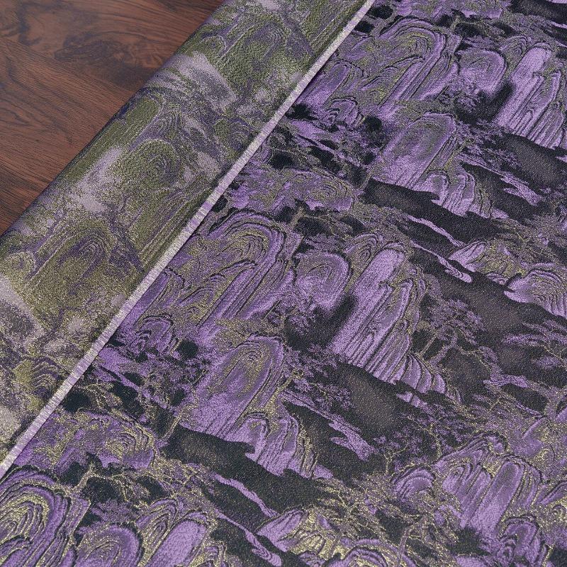 

Chinese Style Purple Gilded Landscape Jacquard Brocade Fabric for Diy Sewing Hanfu Cheongsam Dress Designer Apparel Material 100x150cm фиолетовый