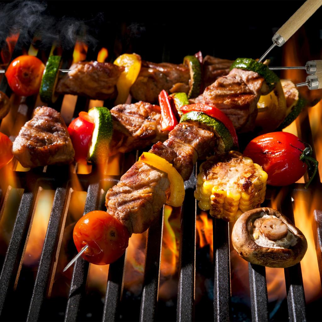 Reusable Stainless Steel BBQ Skewers Lightweight and Portable Grill Kabob Skewers Suitable for Camping  Team-Build