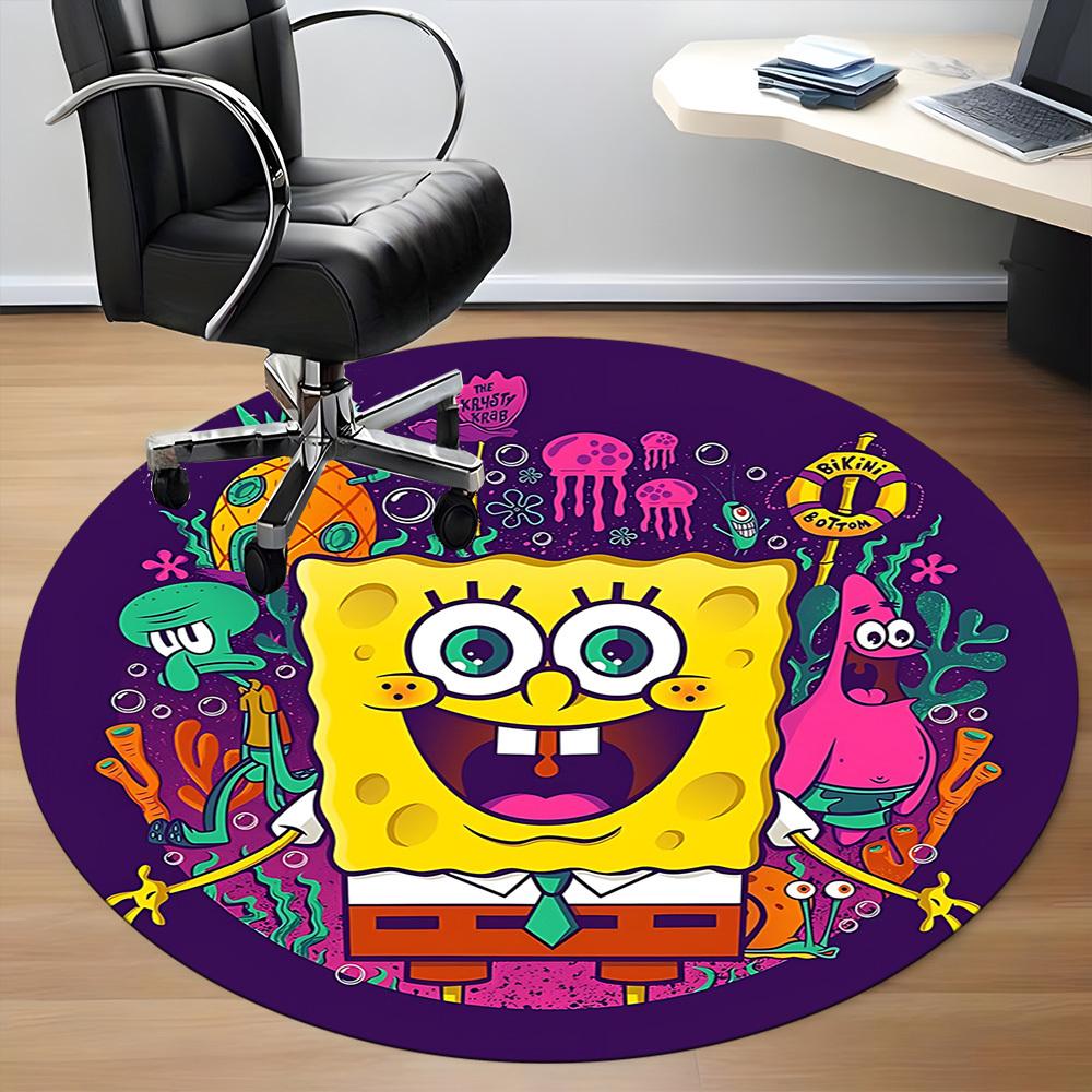 1pc Sponge Bob Chair Carpet for Office Non Slip, Machine Washable Rug for Office, Room Holiday Decor for Christmas, Birthday Polyester