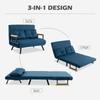 Sleeper Sofa 2-Seater Sofa Velvet Sofa, Sleep Function, Incl. 2 Cushions, Velvet Look, Natural + Blue