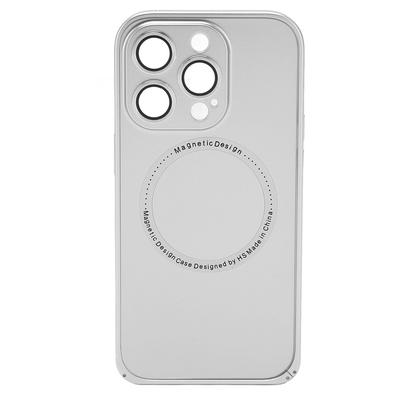 Magnetic Phone Case with Camera Lens Protector Cell Mobile Phone Protective Cover for MagSafe Silver for IPhone 14 Pro