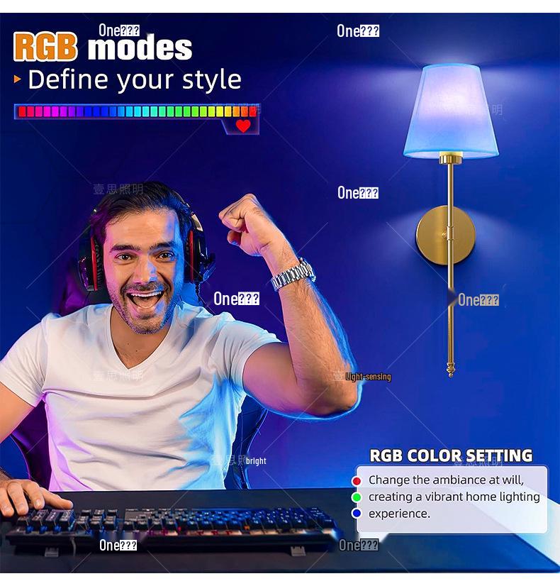 Punch-Free RGB Wall Light with Remote Control for Bedroom or Living Room