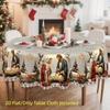 Waterproof 2D Flat Tablecloth Red Green Contrast Color Stain-resistant Christmas Round Tablecloth Non-slip Candy Stripe
