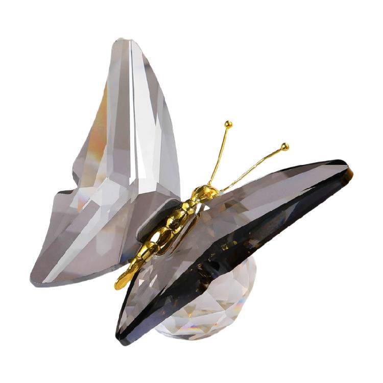 Crystal Butterfly Figurine with Clear Glass Balls Base Glass Butterfly Statue Crystal Animal Figurine for Home Ornament