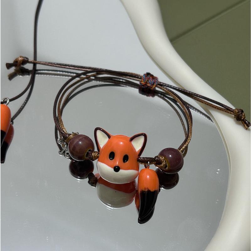1/3/5Pcs Creative Animal-Shaped Handmade Cord Cute Little Fox Weaving Bracelet Unique Additions For Women'S Daily Parties Gift