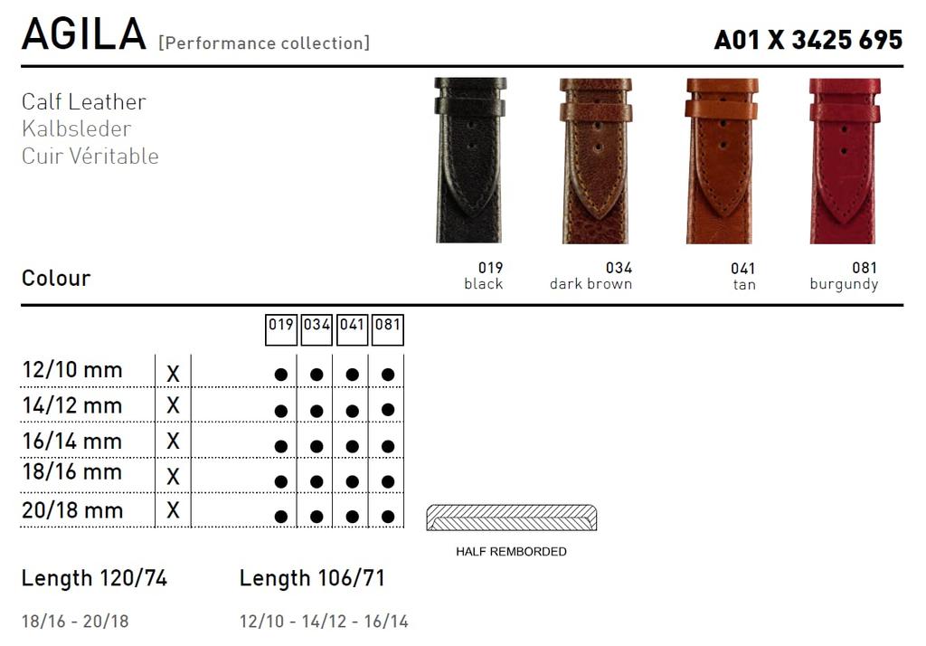 Watch Replacement Tool X3425695019016 [MORELLATO] Strap, Cowhide, AGILA, 16mm, Black, Included, [Official Import]