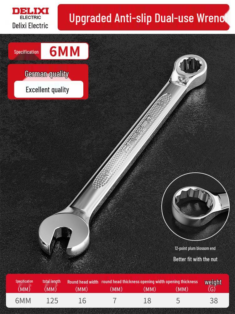 Delixi Wrench Set: No. 10/13, Box and Open-End Combination Tool