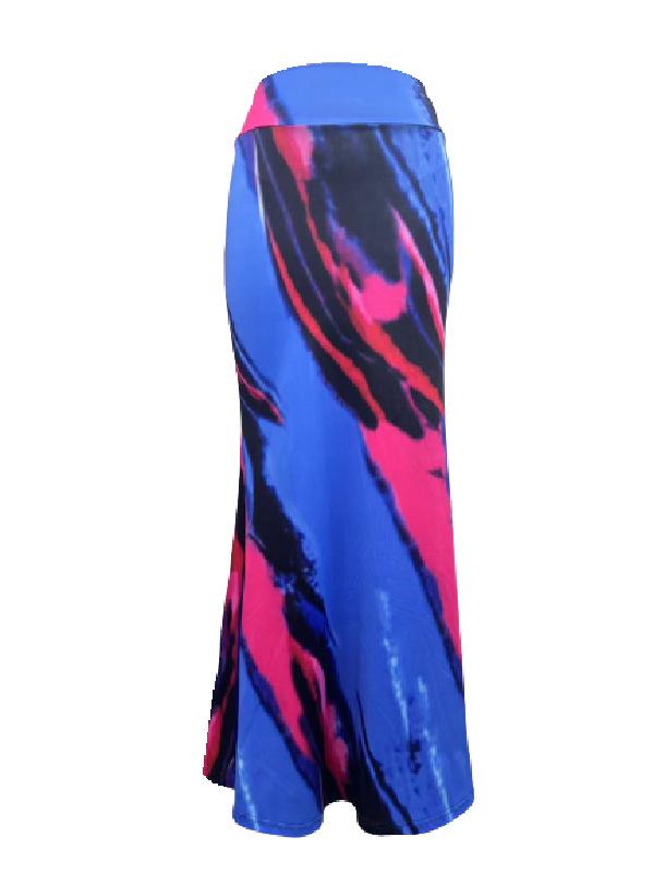 eBay Source Spring and Summer High Waist Elastic Printing Hip Wrap Fishtail Skirt High Waist Skinny S