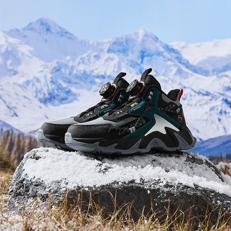 Anta Kinder Trendige Mode Fleecegefütterte Warme Strapazierfähige Rutschfeste Stiefel Kinderstiefel Grau Grün A12446916-4