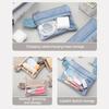 Bolsa de Armazenamento Transparente Simples Portátil de Viagem Impermeável com Zíper de Camada Dupla para Artigos de Higiene Pessoal, Cabos de Dados, Cartões, Joias, Maquiagem