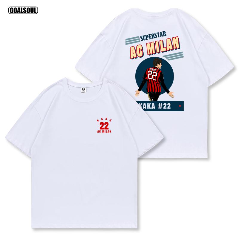 2025 KAKA T-Shirt AC Mailand 22 KAKA Fußball Modemarke Amerikanisch Retro Lässig Schwer Baumwolle Kurzarm