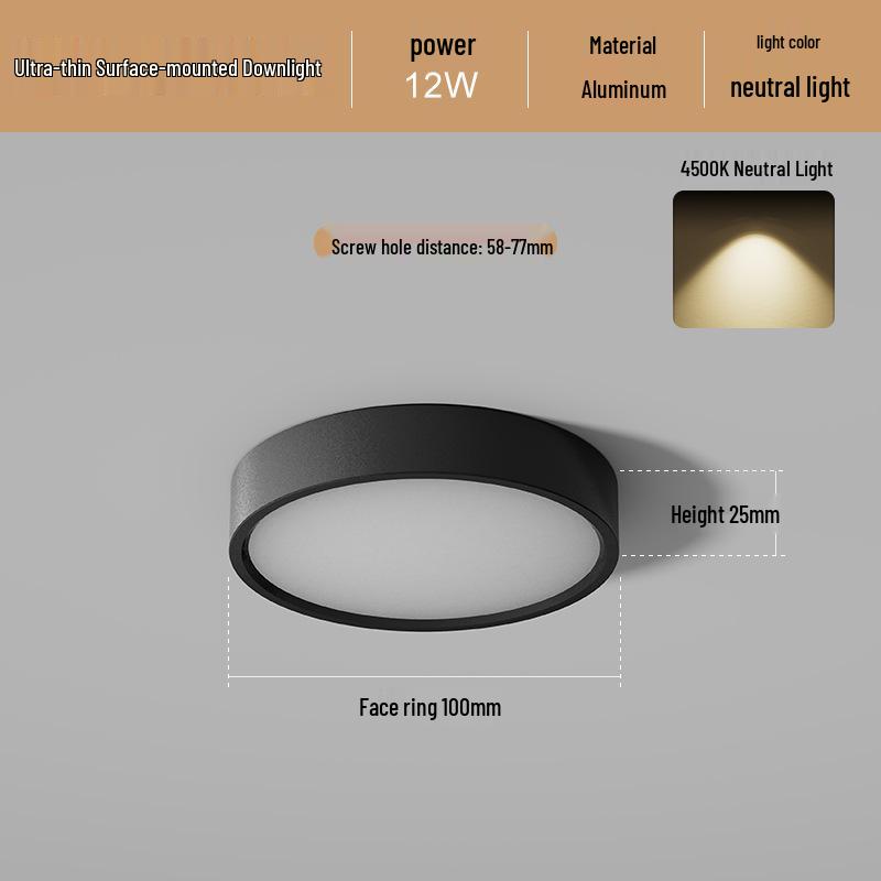 Ultradünne LED Aufbau Deckenleuchte Rund für Gänge, Flure, Eingangsbereiche - Stanzfreie Installation