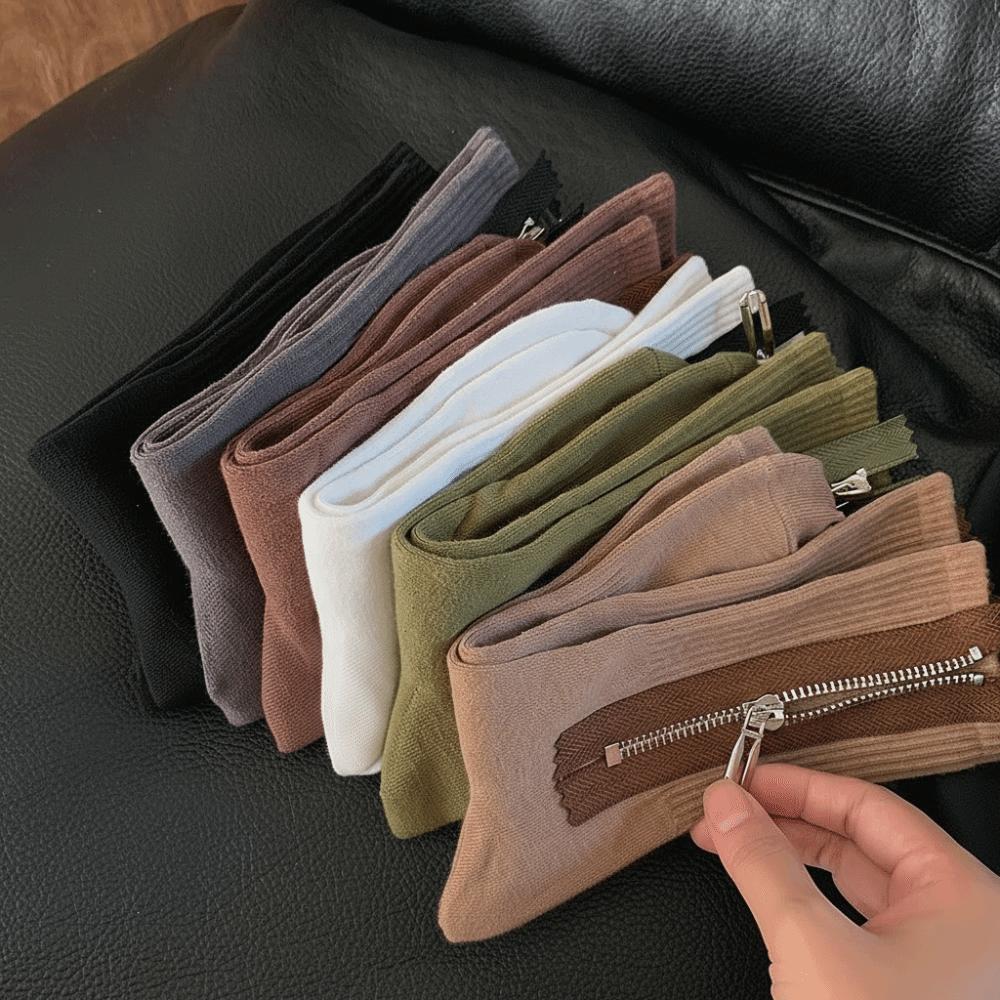 Mid Tube Metal Zipper Socks Sweat-absorbent Knitted Socks Personalized Mid-length Tube Socks Women