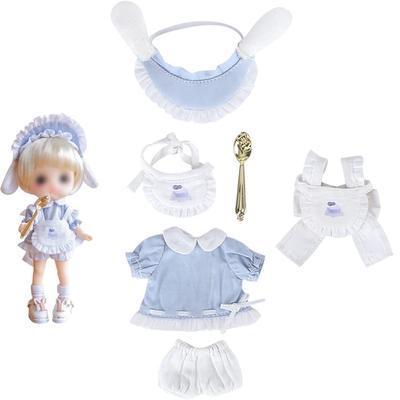 HIGHAWK Obitsu 11 OB11 Bambola Obitsu per Corpo da 11 cm Costume Kimono Giocattolo Corpo Obitsu Maid Nendoroid Set da 6 Pezzi (blu)