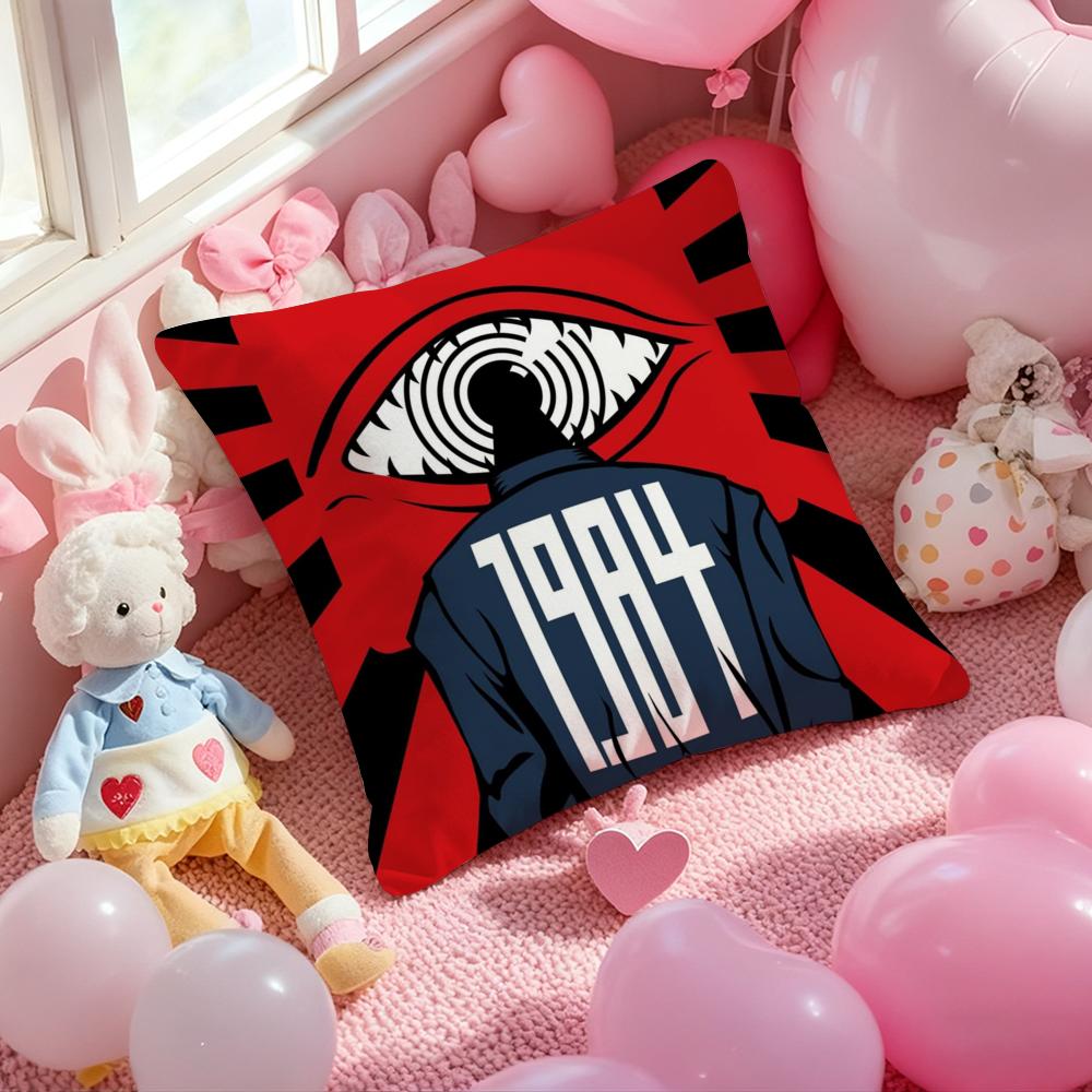 

N-Nineteen E-Fighty-Four Cushion Cover Pattern Printed Pillowcase for Living Room Sofa Cushion Cover & Bedroom Decor 12x12Inch