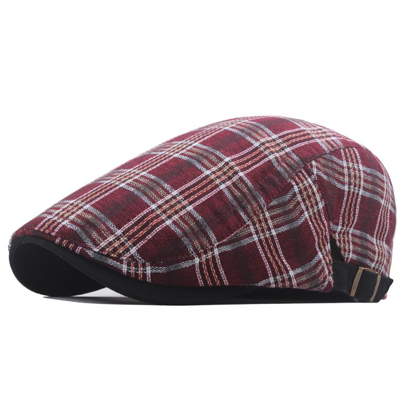 Beretă în carouri pentru bărbați, femei, primăvară, vară, șapci plate, subțiri, respirabile, umbrelă de soare, pălărie, pălării pentru pictori