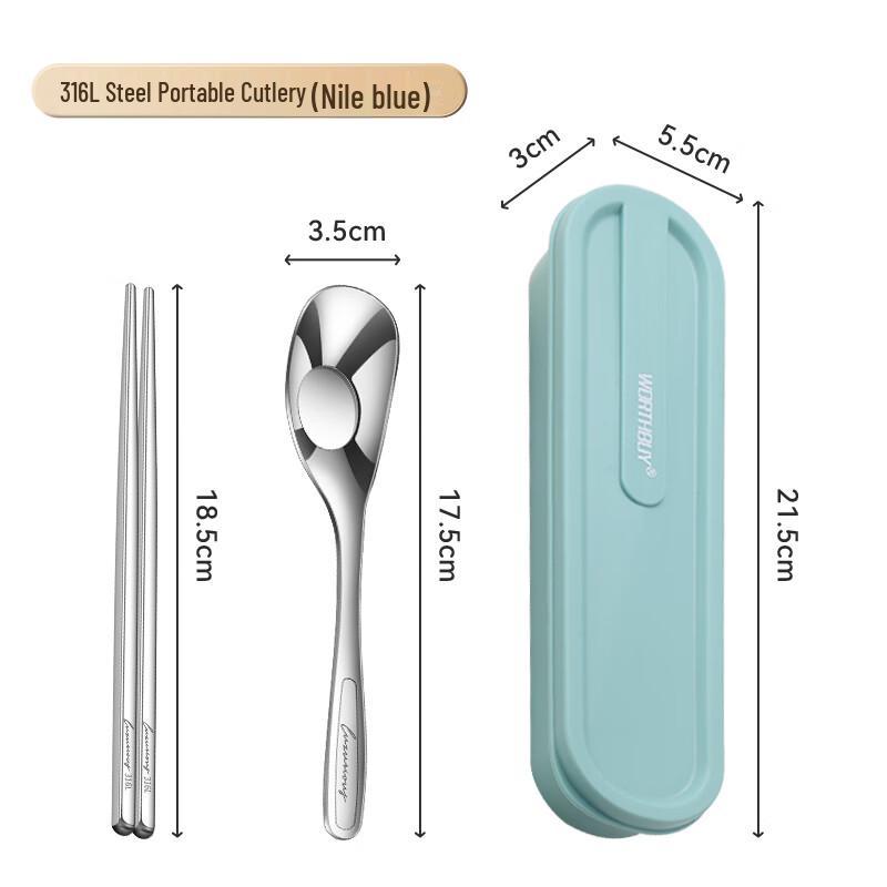 WORTHBUY 316L Stainless Steel Portable Cutlery Set with Case
