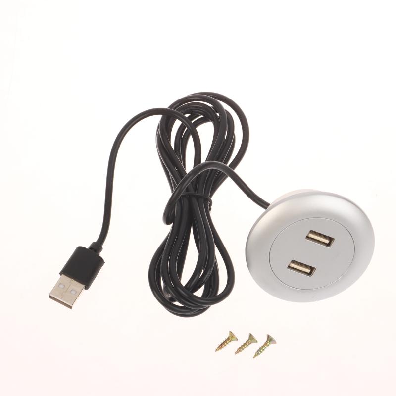 Embedded Desktop 2 Port Usb2.0 To Usb Charge Connector 5V 2A Extension Cord Mobile Tea Table Sofa Concealed Fast Charging Cable