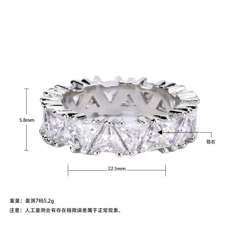 Jewelry, Full Circle Full Of Single-Row Triangular Zircon Ring, Women'S Creative Gift Ring.