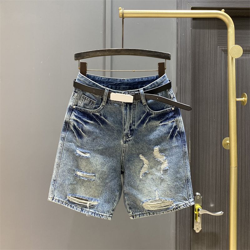 Summer Latest Design Women's Knee-Length Casual Cotton Short Jeans Shorts Washed Ripped Kpop Luxury Jeans