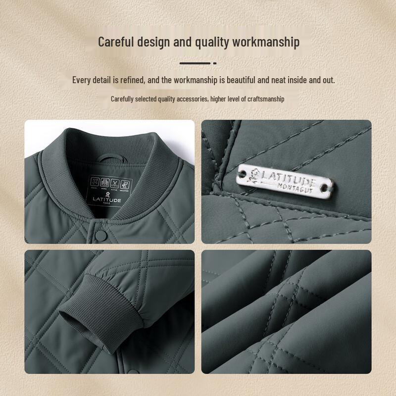MONTAGUT Men's Quilted Baseball Collar Cotton Jacket JG