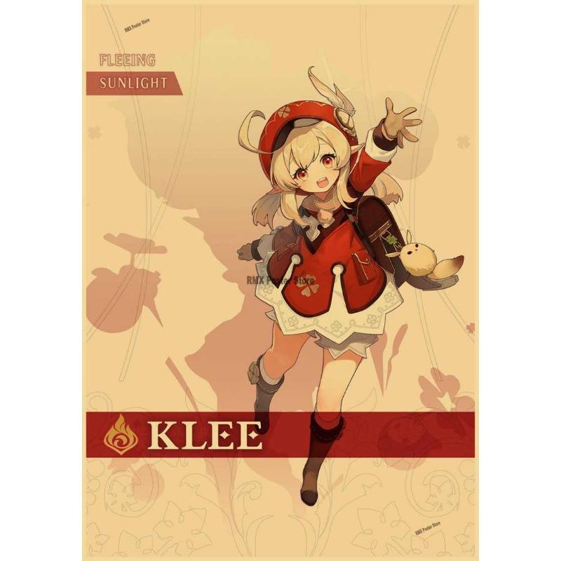 Genshin Impact Cartoon Character Posters Kraft Paper Prints Home Room Decor Study Bedroom Bar Cafe Wall Paintings Wall Stickers