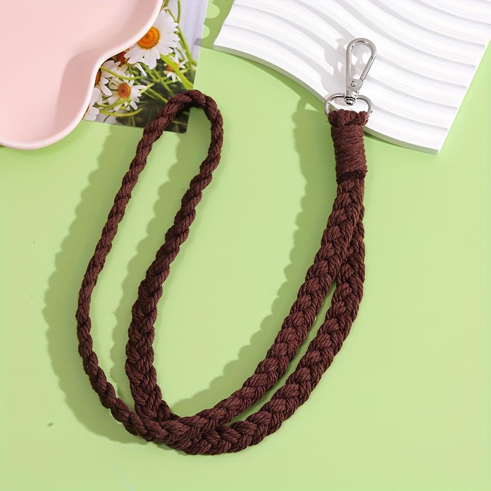

1PCS Handcrafted Cotton Lanyard, Keychain Necklace, Cell Phone Strap, Work Badge Holder with Swivel Clasp темно-коричневого
