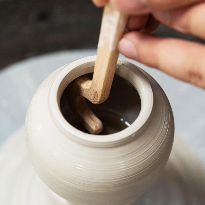 Wood Long-handle Drawing Pottery Tool Rapid Shaping and Shaping The Mouth Edge for Supporting Pottery Modeling