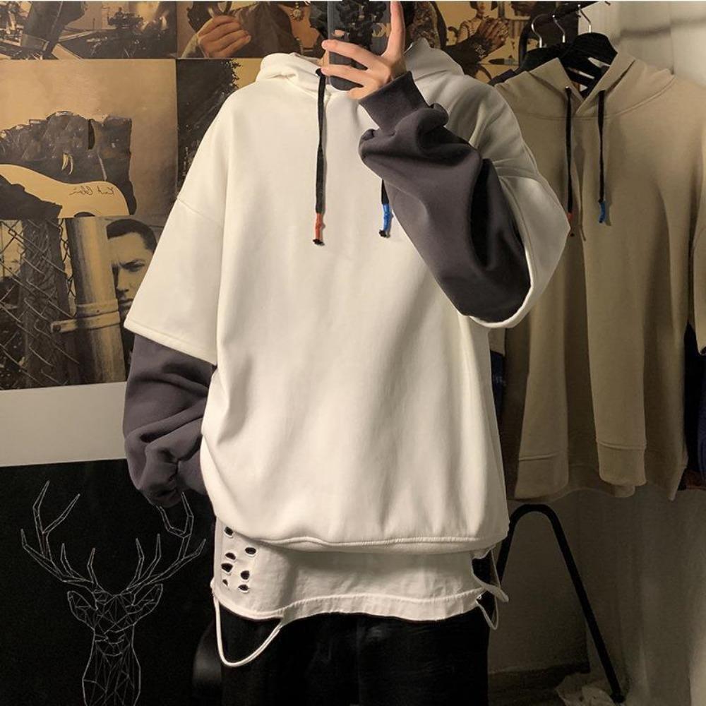 Two-piece Sweatshirt Men's Hooded Autumn Winter Trendy Ins Hip Hop Top Oversize Niche High Street Jacket Coat