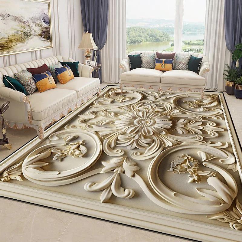 

3D Великолепный Цветочный Ковер для Гостиной Роскошный Домашний Декор для Спальни Ковры Большой Площади Мягкие Противоскользящие Напольные Коврики для Гардеробной Моющиеся 140*200cm