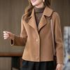 Chaqueta de mujer con solapa de color liso, de un solo pecho, de doble cara, de lana, holgada, térmica, de tipo corto, de manga larga, para desplazamientos, citas, abrigo de primavera, otoño e invierno