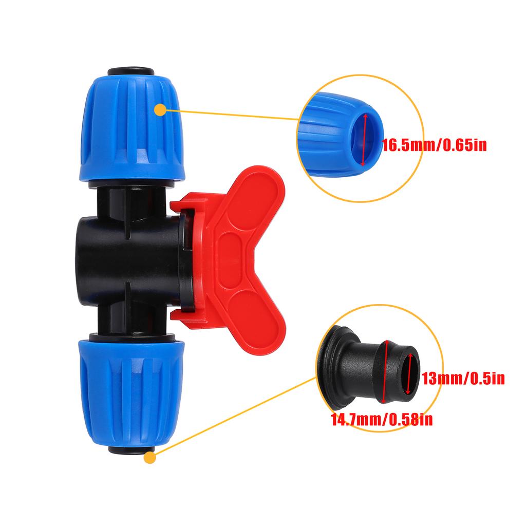 5pcs 1/2" Hose Locking Connector 16mm Drip Irrigation Fittings Locking Barb Straight Connector 4/7mm Hose Fittings Divider