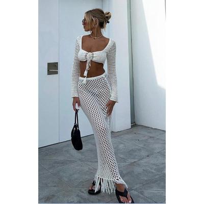 Γυναικείο καλοκαιρινό νέο μπικίνι αφαλού για διακοπές με κρόσσια σέξι διαφανές πλεκτό κοστούμι