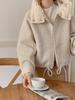Korean Dongdaemun Patchwork Hooded Drawstring Wool Coat for Women (Autumn/Winter)