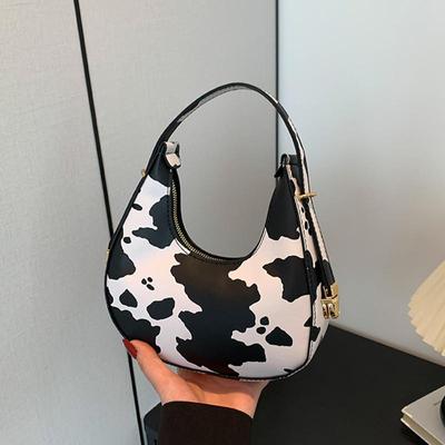 Unterarm-Schultertaschen mit Kuh-Print für Damen im französischen Stil, kleine Umhängetasche fürs Handy, Luxus-Designer, vielseitige Handtaschen
