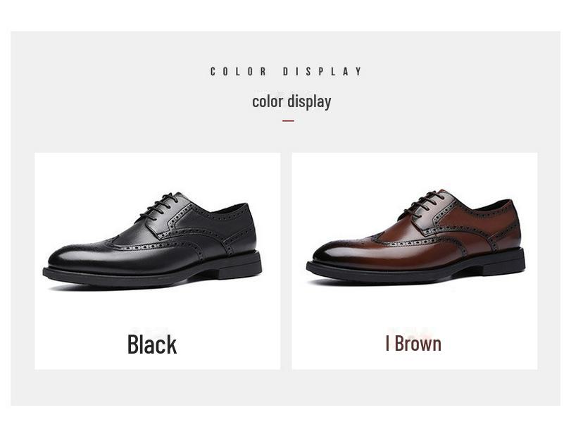 2023 Men's Brogue Carved Leather Shoes: British-Style Formal, Breathable, Perfect for Business or Wedding.