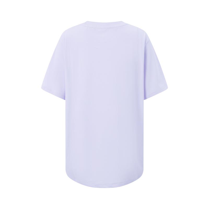 Li Ning T Shirts Women's Light Lilac Crew Neck Moderate Straight Fit YTSV110-3
