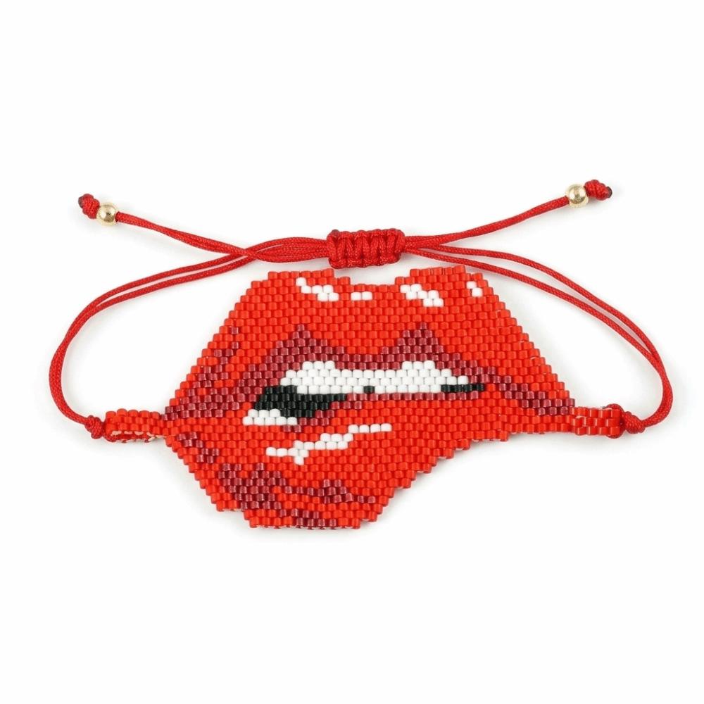 Fashion Beaded Bracelet Adjustable Lip Biting Bangle Cool Demon Eyes Hand Chain  Girl