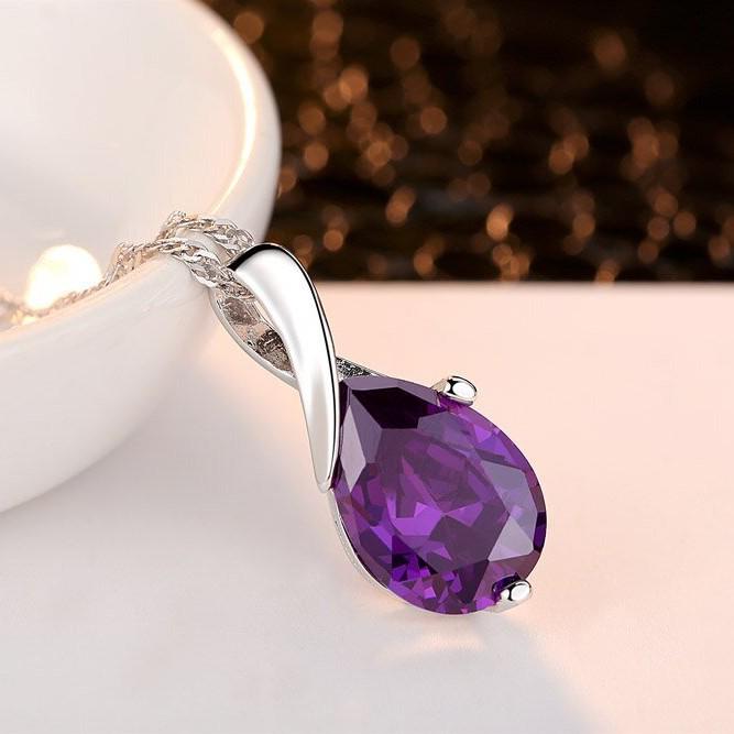 Korean Fashion Amethyst Teardrop Necklace for Women - Angel's Tears Pendant Hot Selling Jewelry