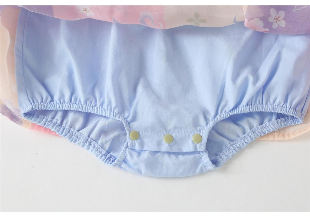 Baby Girl Hanfu Romper: Summer Onesie Thin Style Dress with Snap Crotch - Ancient Tang Princess Outfit for Crawling