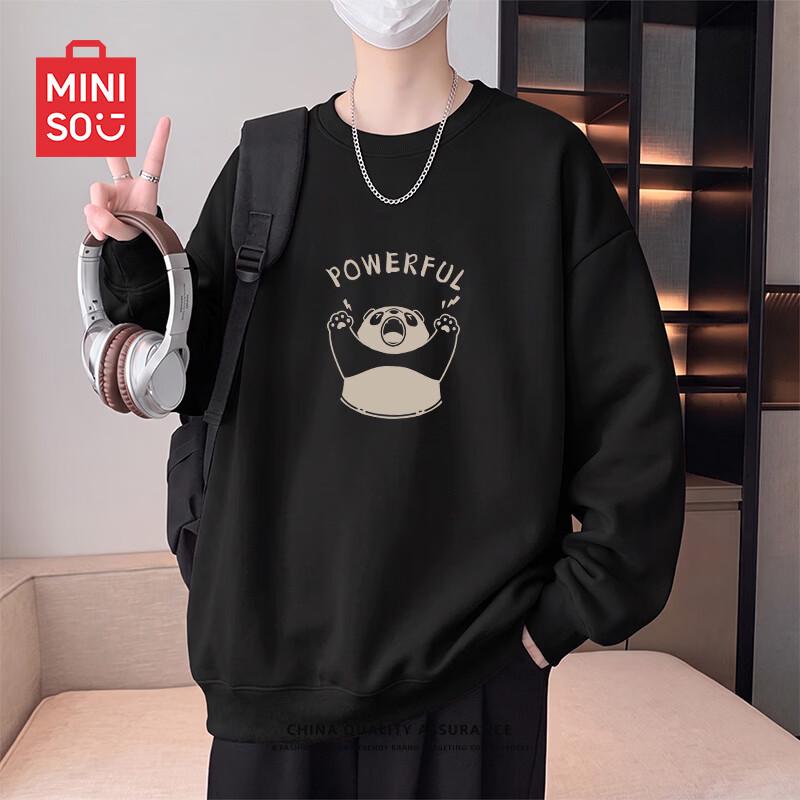 MINISO Men's 2026 Autumn Cartoon Bear Round Neck Sweatshirt