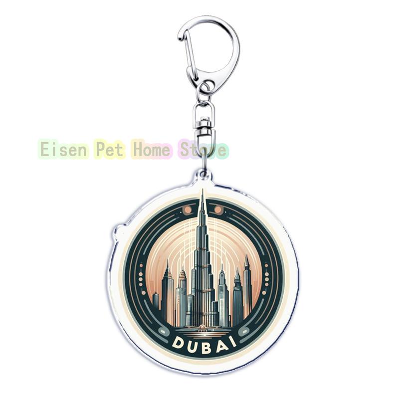 Classic Dubai City Travel Keychains Dxb Airport Tickets Key Chain Ring for Bag Hero Pendant Keyring Jewelry Fans Gifts