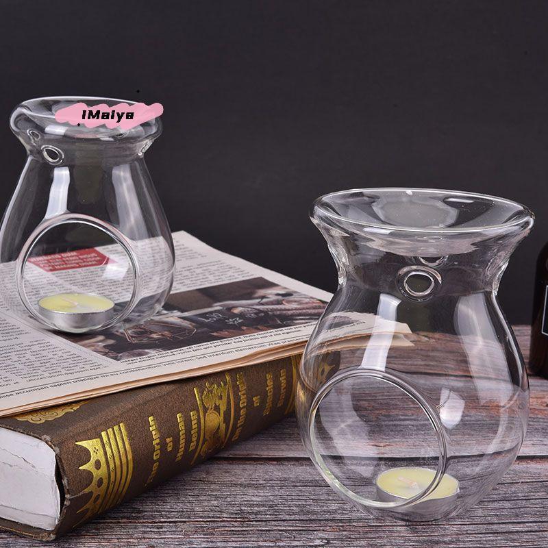 M-Nordic Home Decor Glass Candle Heat Resistant Oil Furnace Aroma Burner Holder Candlestick Vase Romantic Wedding Decoration